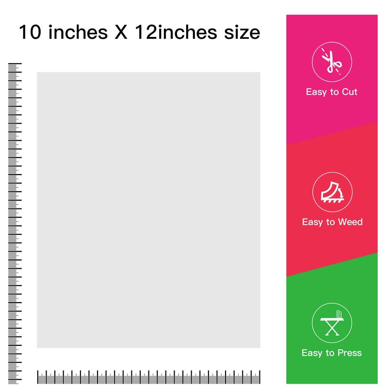 JANDJPACKAGING White Heat Transfer Vinyl HTV Bundle 10"x12"- 10 Pack of Premium White HTV Sheets - Iron On Vinyl for T-Shirt Best HTV Vinyl for Silhouette Cameo,Cricut - Image 5